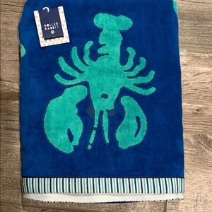 Roller Rabbit Blue Beach Towel with Teal Lobster Motif
